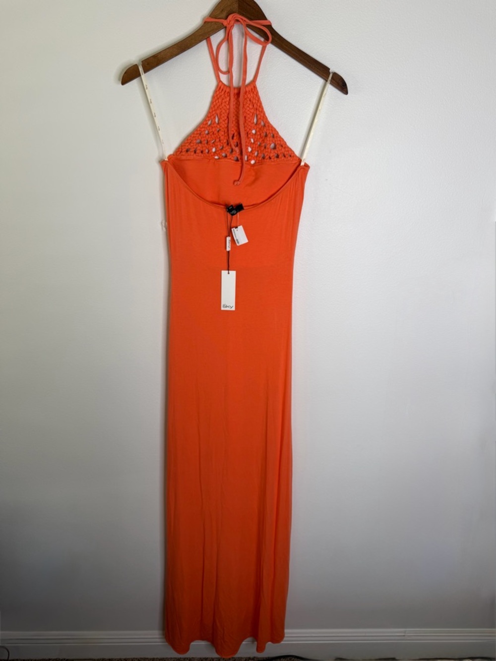NWT SKY Orange Halter Maxi Dress Medium Boho Flowy Summer Beach Vacation Resort - Picture 3 of 8